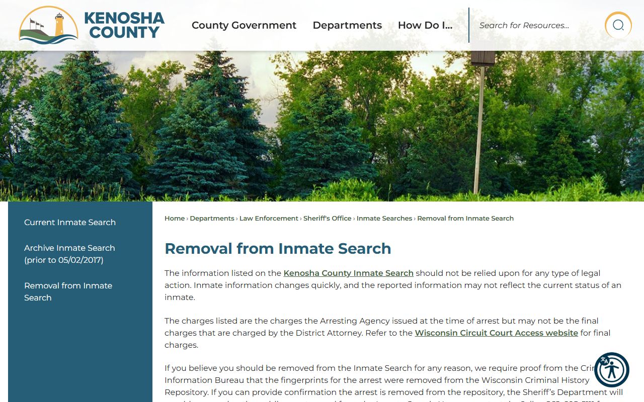 Kenosha County jail mugshots removal from inmate search page
