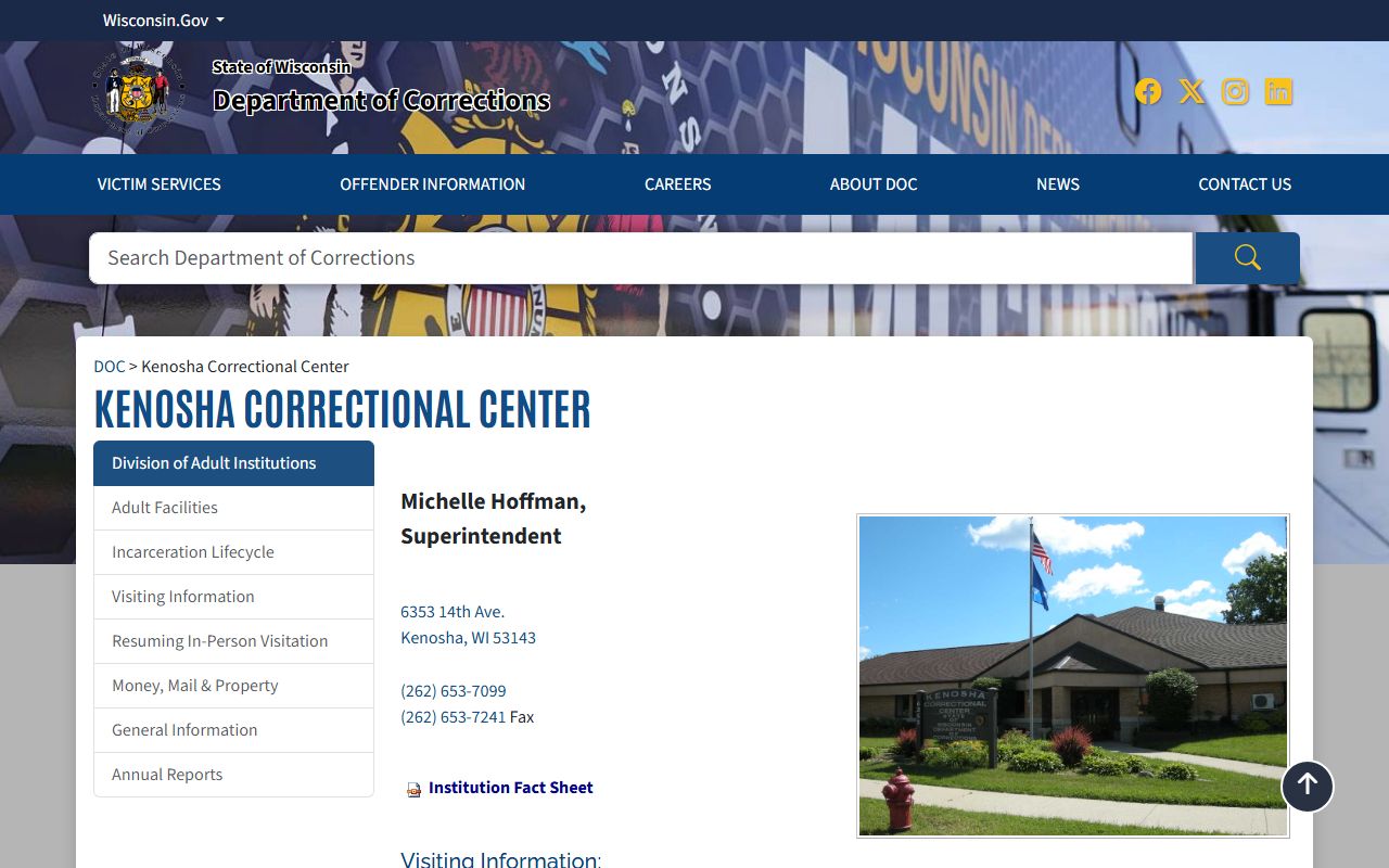 Kenosha Correctional Center Wisconsin DOC inmate lookup information